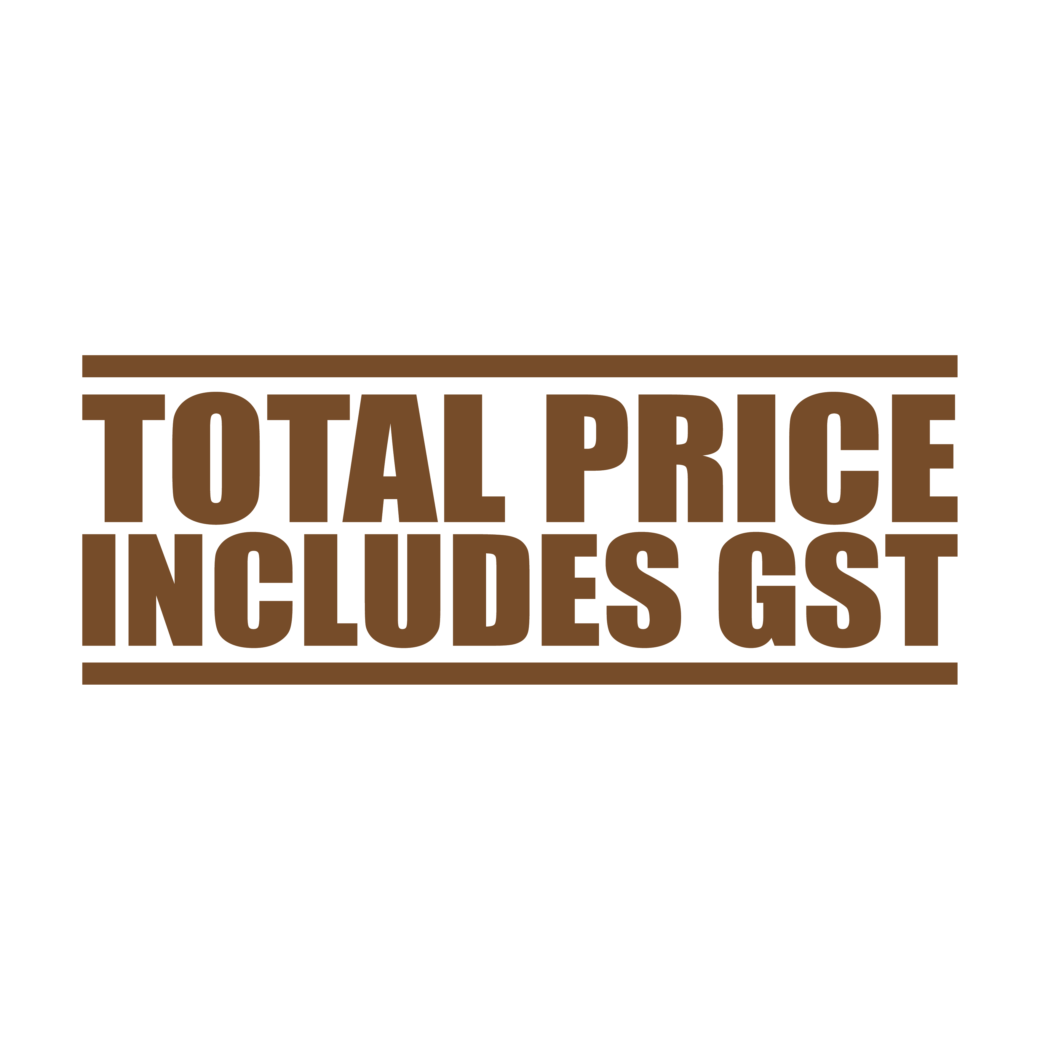 Brown Total Price Includes GST Stamp