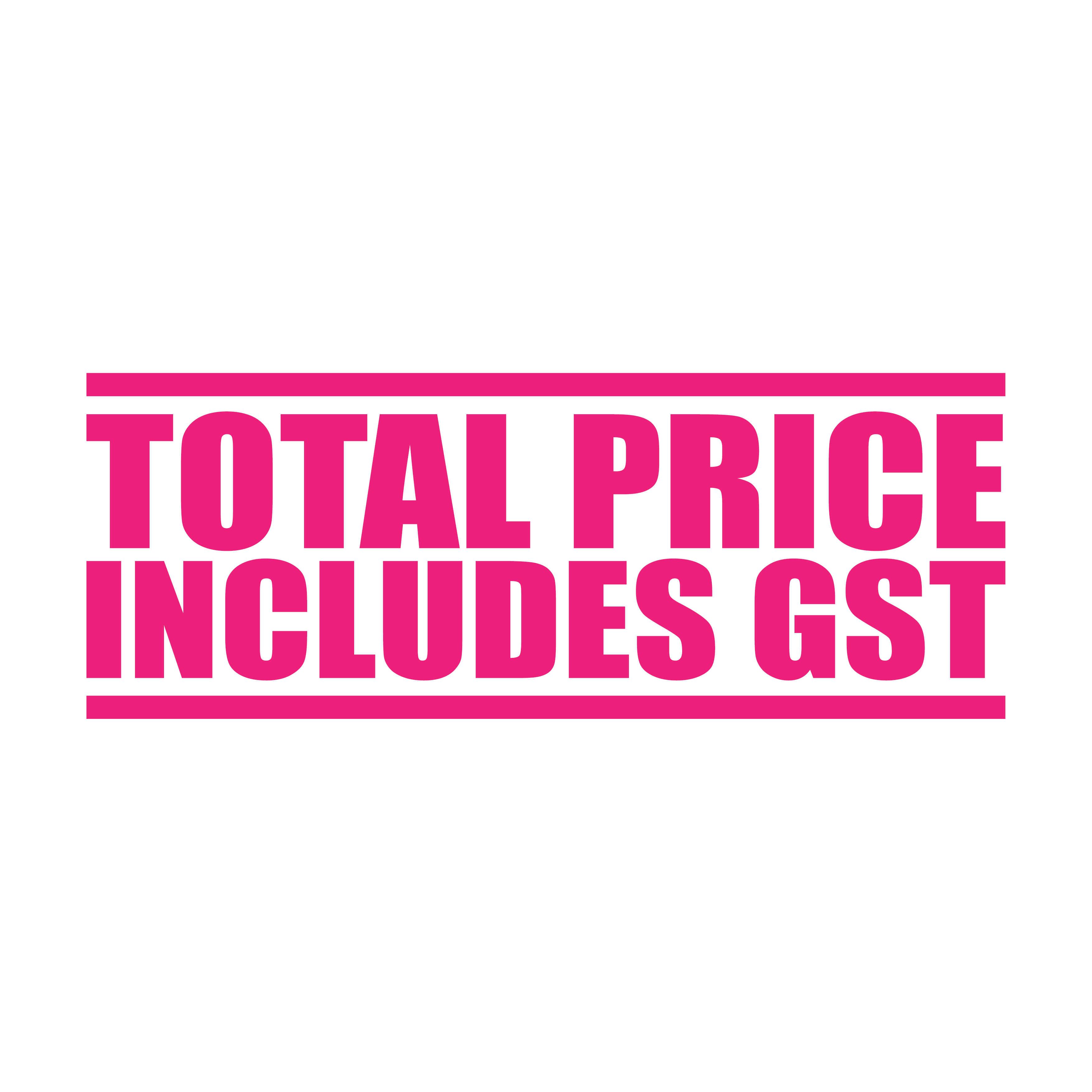 Pink Total Price Includes GST Stamp