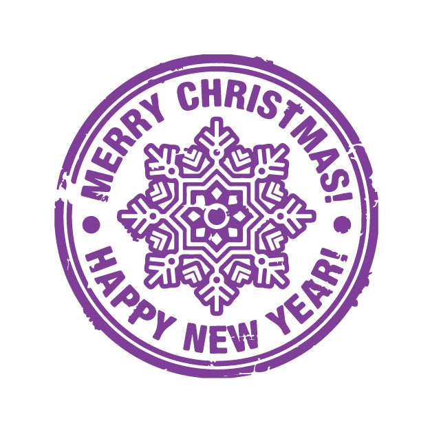 Merry Christmas and Happy New Year Snowflake Stamp - Violet