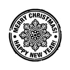 Merry Christmas and Happy New Year Snowflake Stamp - BLACK