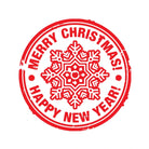 Merry Christmas and Happy New Year Snowflake Stamp - Red