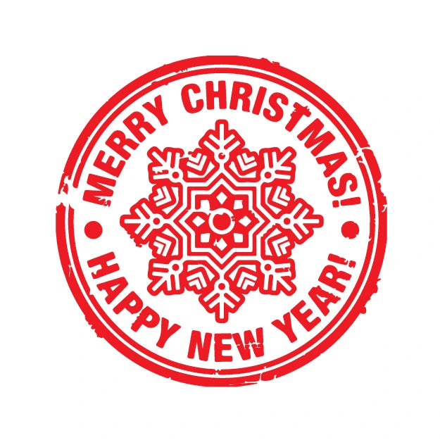 Merry Christmas and Happy New Year Snowflake Stamp - Red