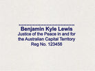 Personalised justice of the peace stamp ACT Blue Ink