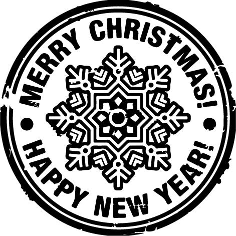 Merry Christmas and Happy New Year Snowflake Stamp - transparent 