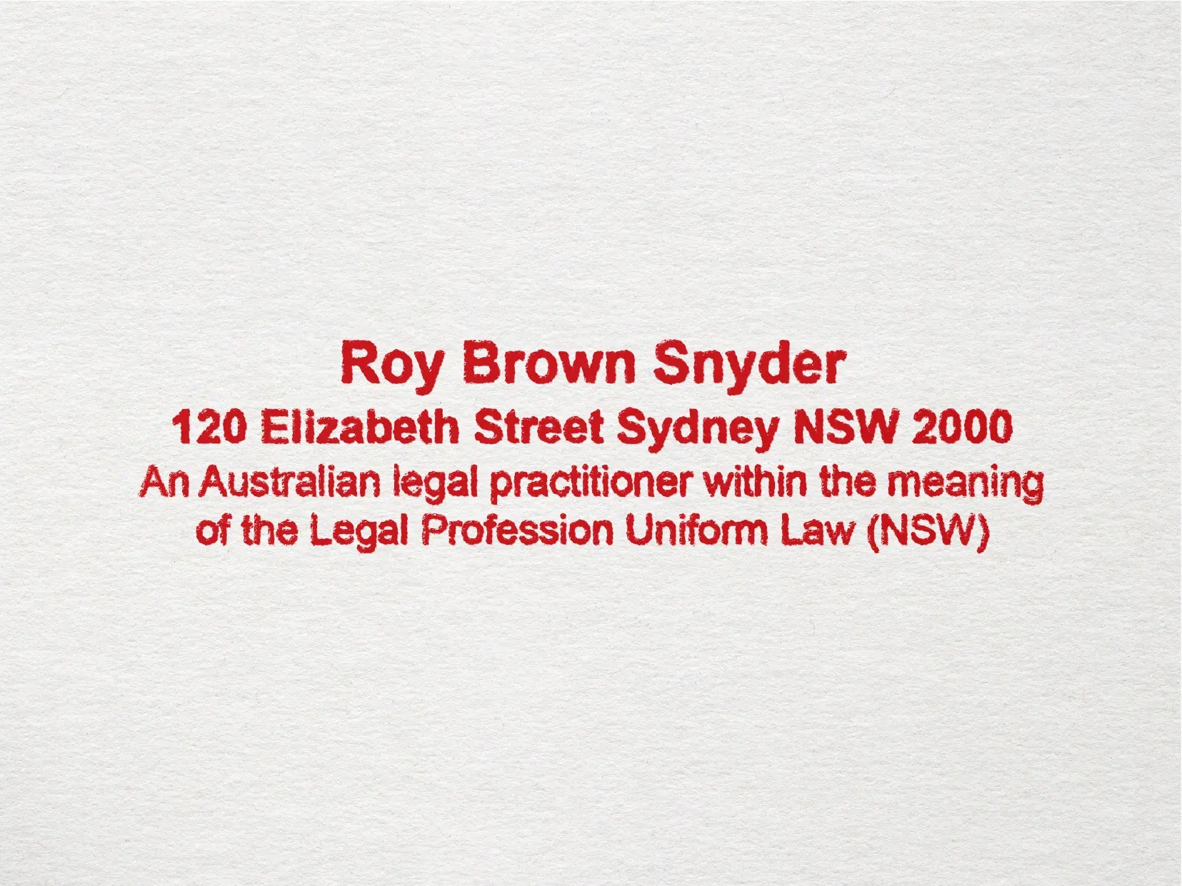 New south Wales Legal Practitioner Stamps Sydney address mockup