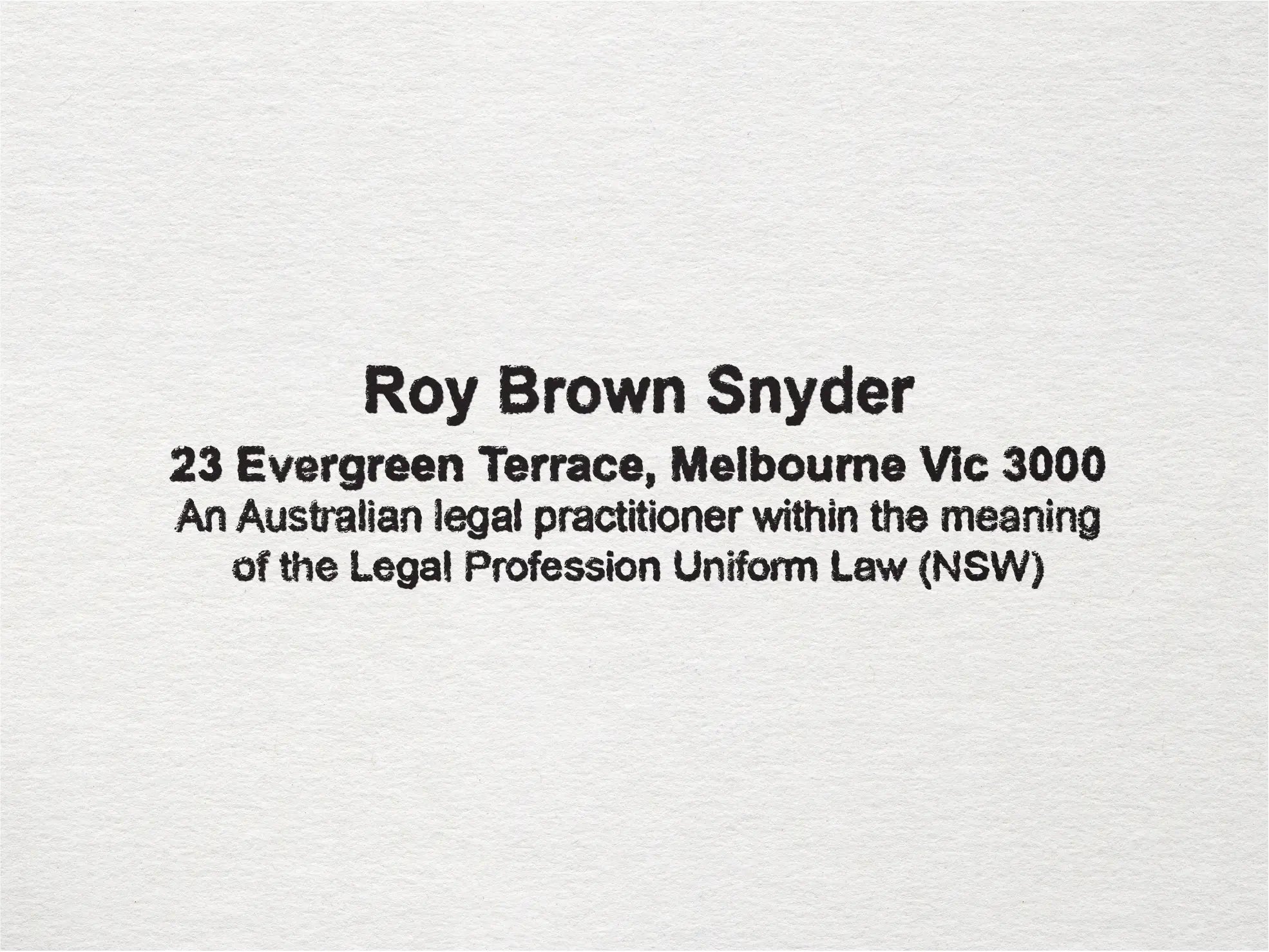 mock impression Australian Lawyer stamp