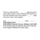 Queensland legal practitioner stamp for Certifying multi-page documents black ink 