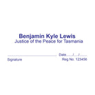 custom Blue Justice Of The Peace Name stamp with signature