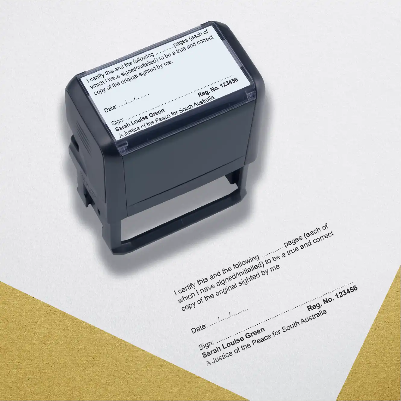 Black self inking rubber stamp for Multi page documents South Australia 