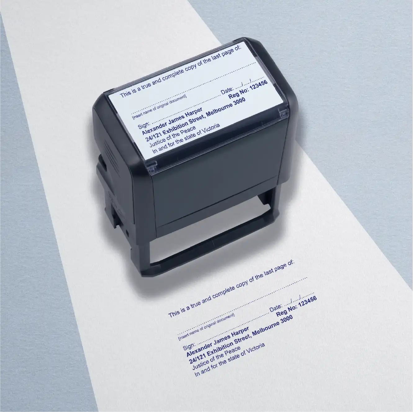 personalised Justice of the peace rubber stamps used for Certifying a non-enduring and enduring powers of attorney