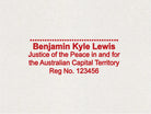 Justice of the Peace Stamp Canberra Red Ink 