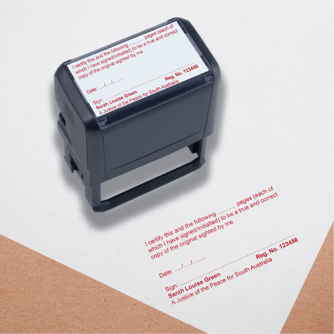 Personalised Rubber stamps for South Australian JP  multi page true copy