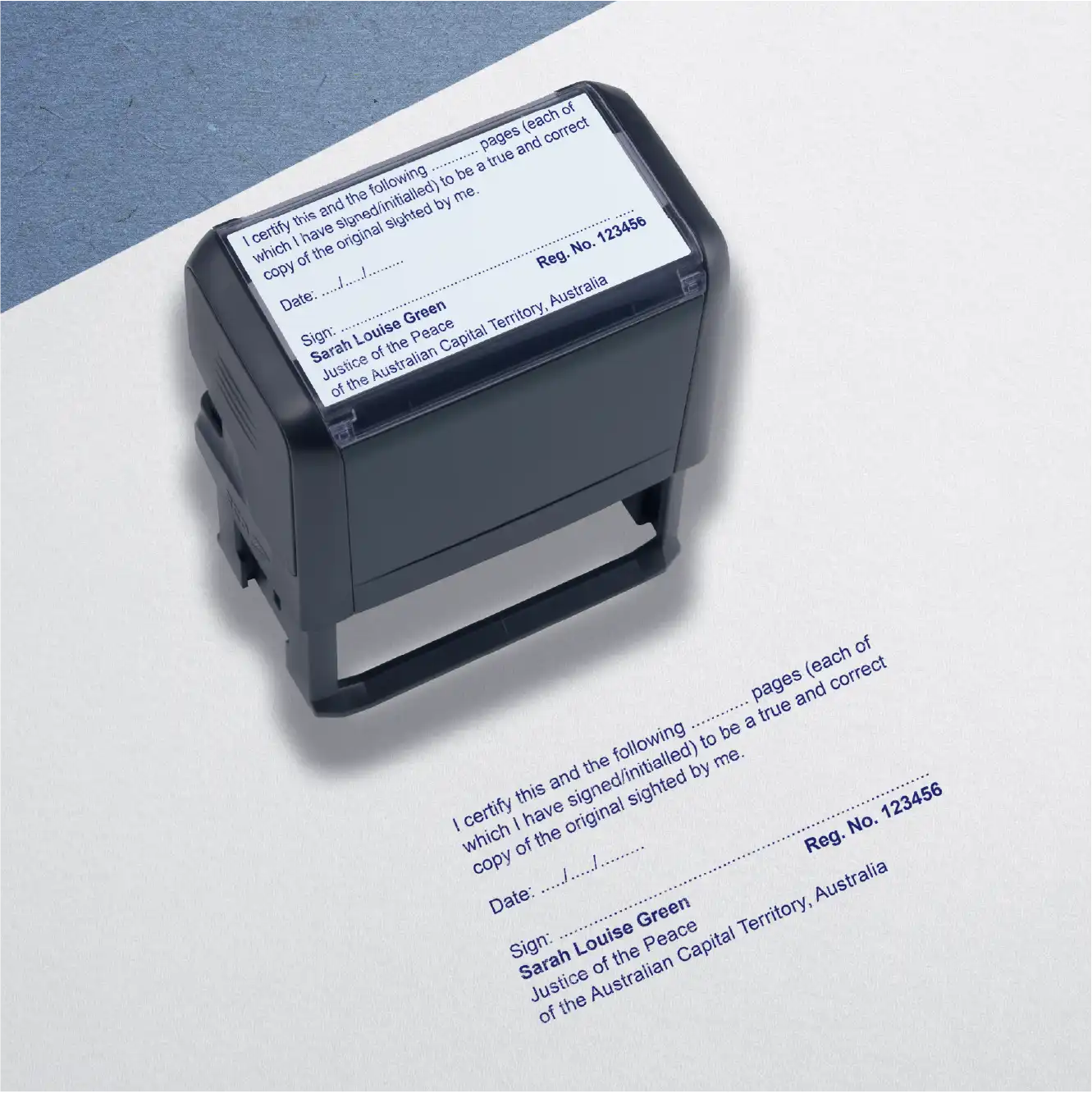 Custom Self inking Australian Capital Territory Justice of the Peace Multiple Page Document Stamp