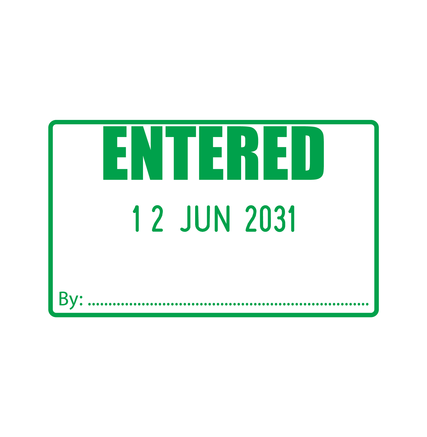 Entered Ready Date Stamp Apple_Green Ink 