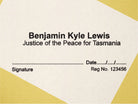 Justice Of The Peace tasmania Name stamp Black ink 