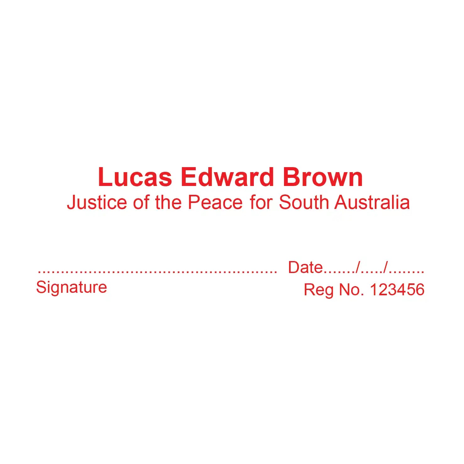 Red South Australian JP Name stamp