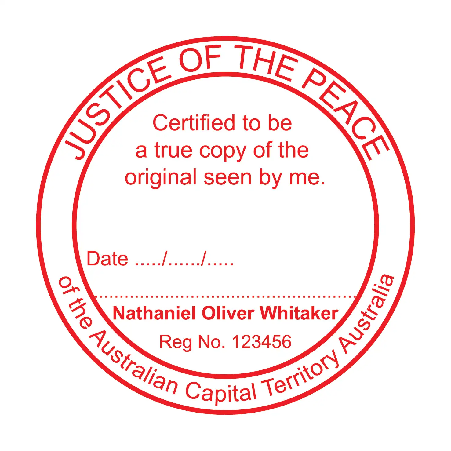 Australian Capital Territory Legal true copy stamp Red impression 