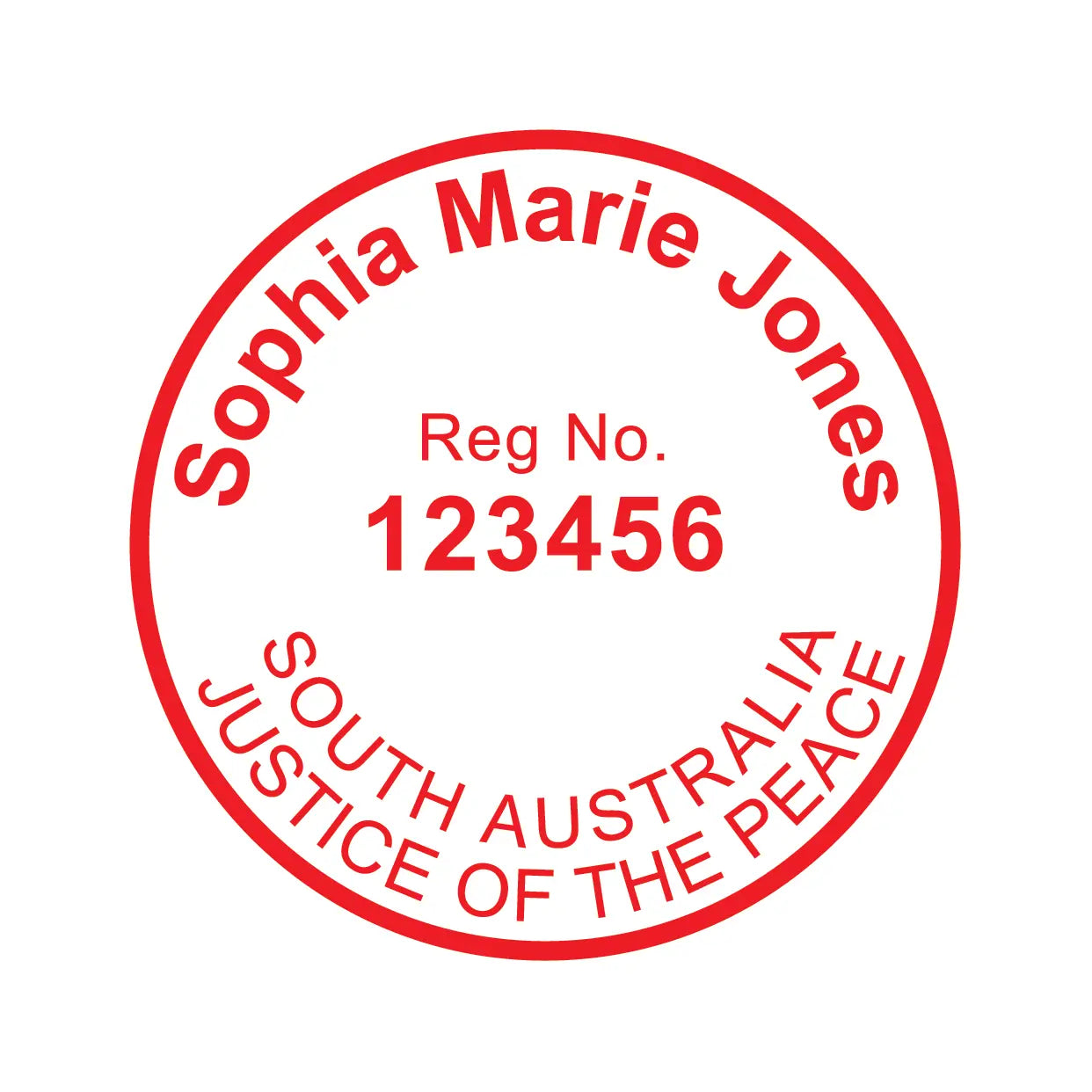 Custom Justice of the peace Stamp design for South australia Red Ink 