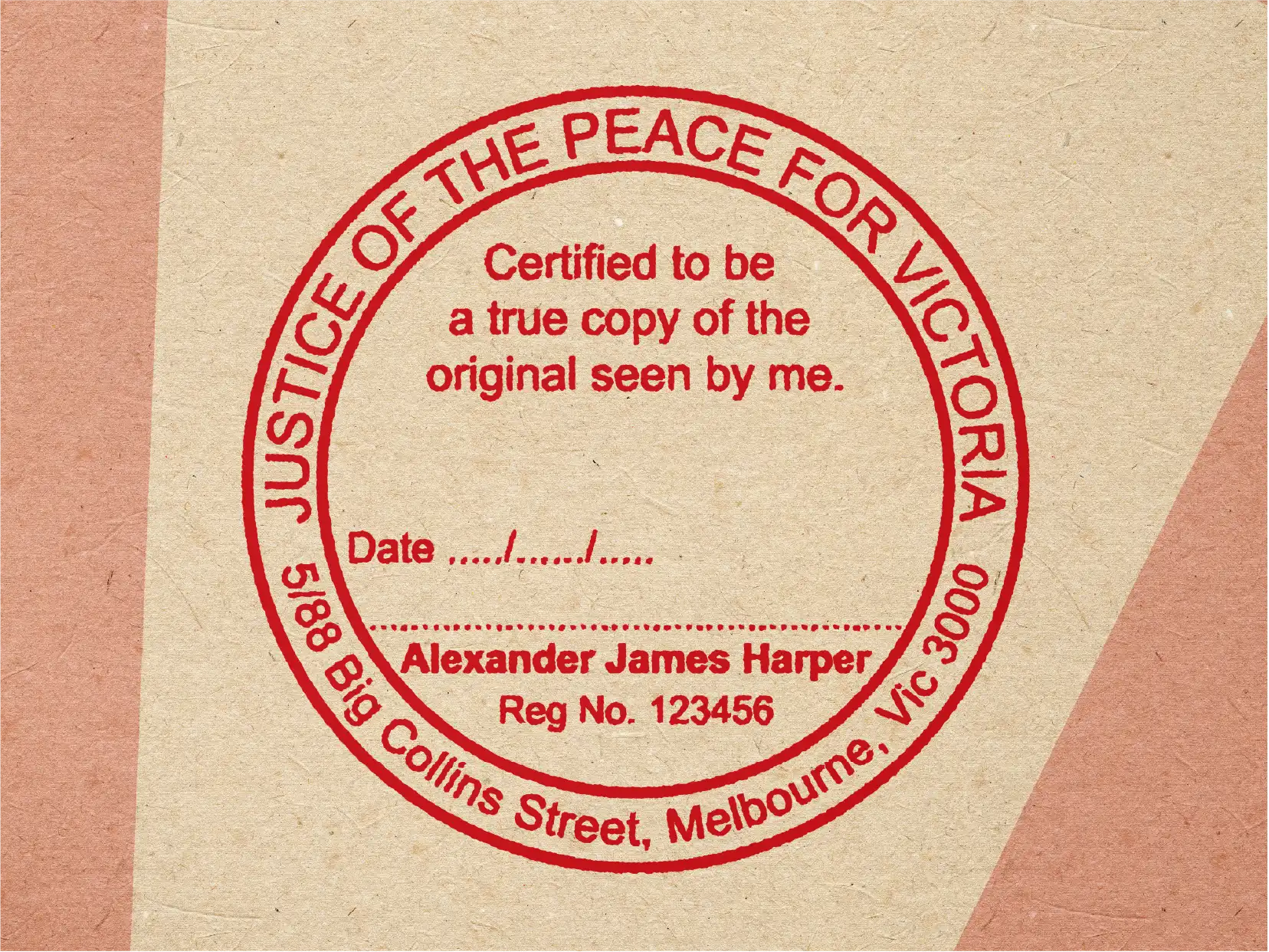 Justice of the peace personal stamp Victoria 