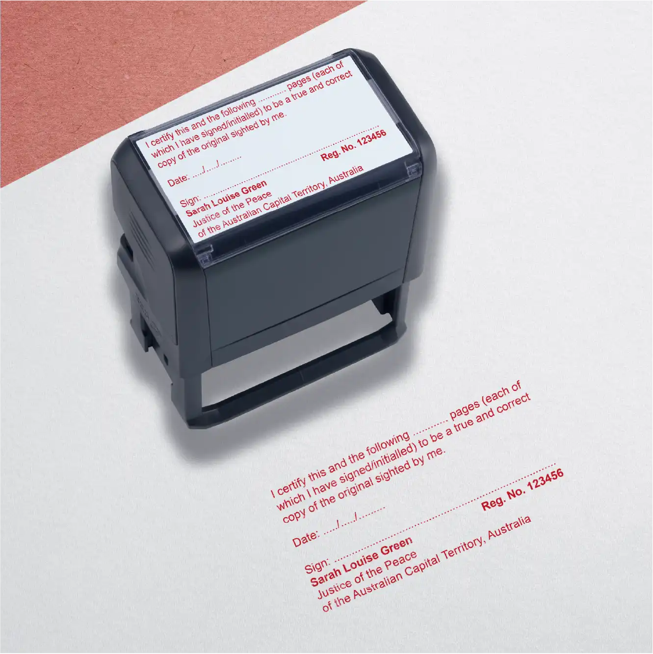 Custom Self inking Justice of the peace Rubber stamps ACT Multiple Page Document Stamp