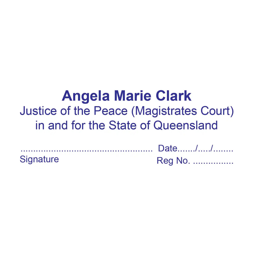 Custom Stamps for Justice of the Peace (Magistrates Court) in and for the State of Queensland blue ink