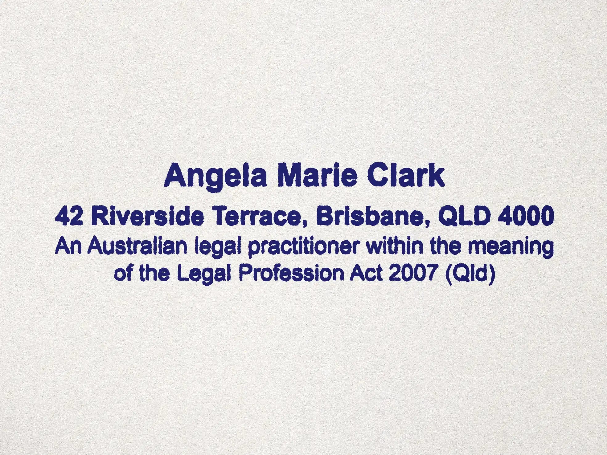 Blue custom solicitor stamp 