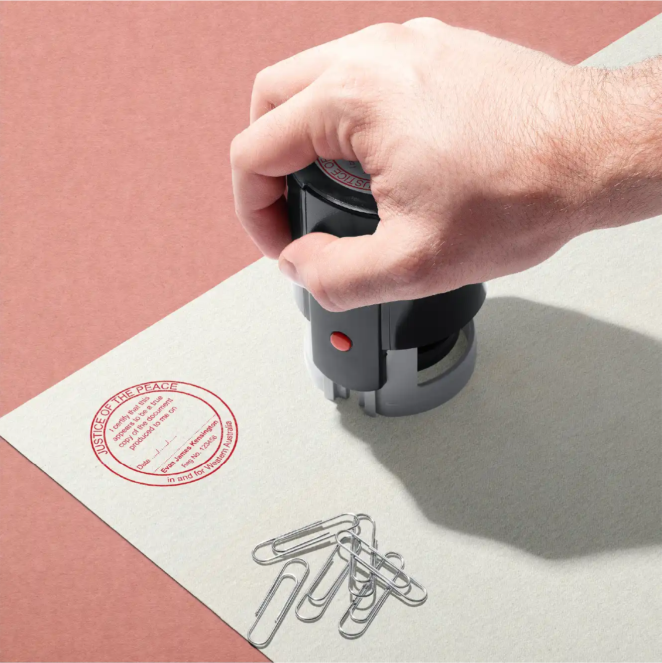 Hand stamping WA Customised legal Rubber stamp 