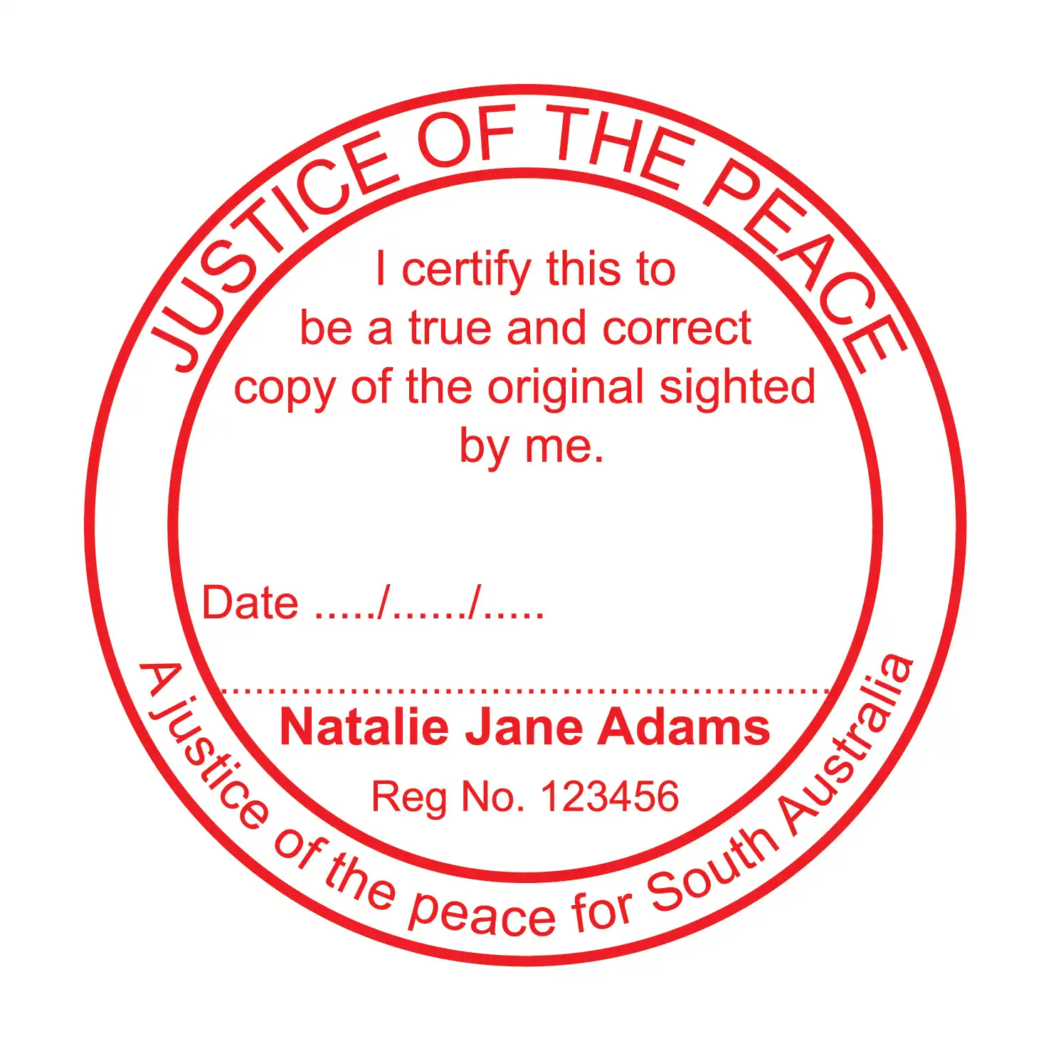 Red South Australian Round Legal Stamp Design 