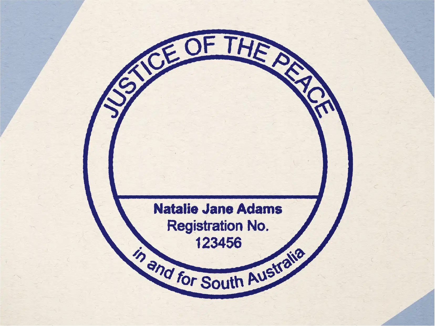 Mock impression blue custom jp stamp south Australia