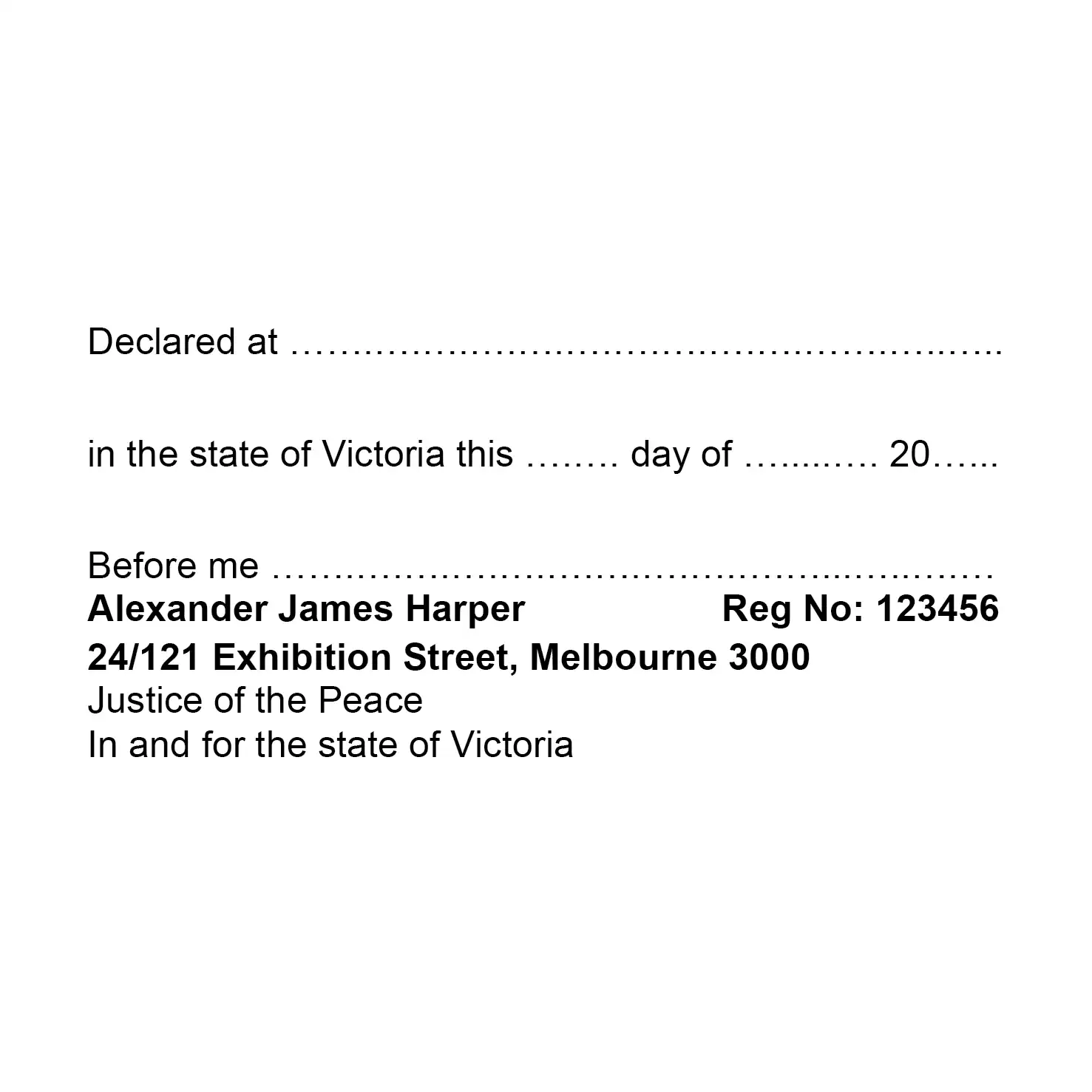 Template stamp for Victorian Statutory Declaration
