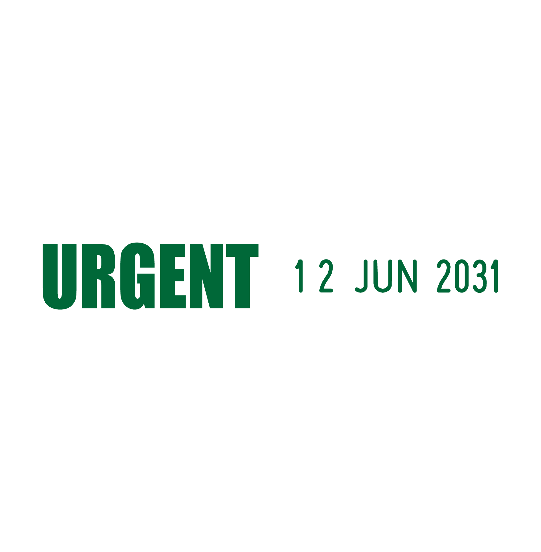 Urgent Ready date side by side stamp impression Green Ink