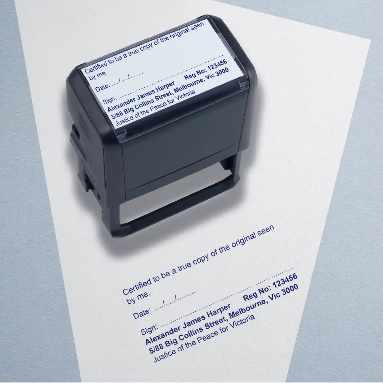 Victorian Justice of the peace true copy Stamp large with personalised text 