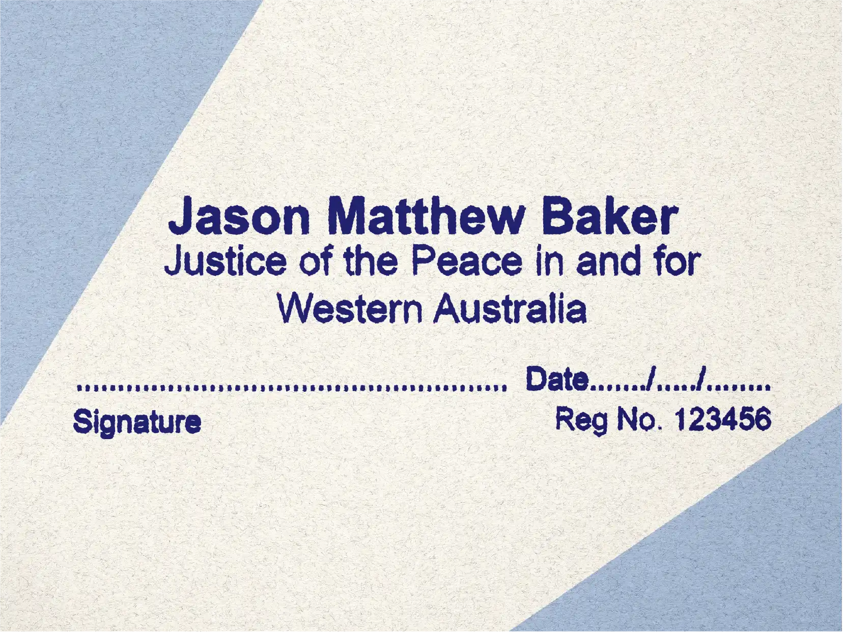 Blue WA Name stamp mock impression 