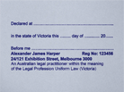 Legal Practitioner Statutory Declaration rubber stamp victoria