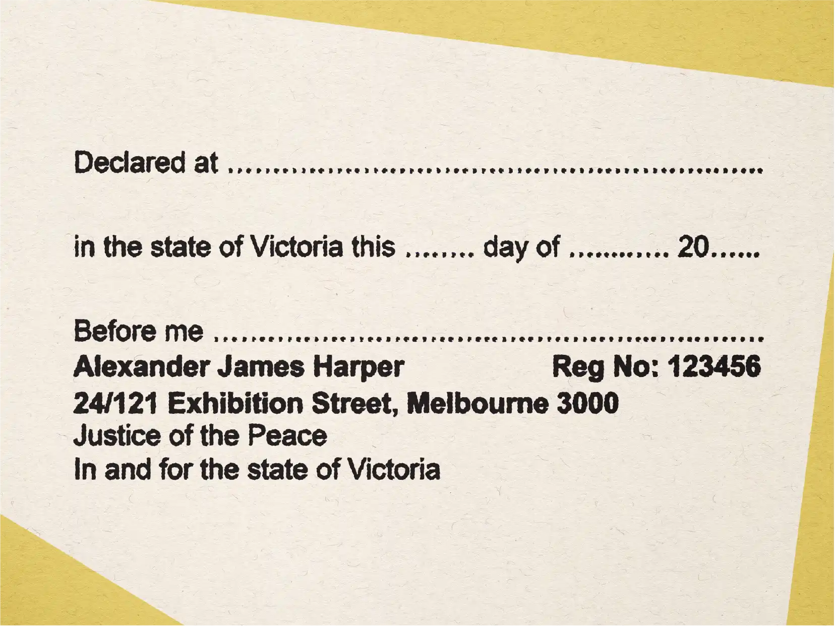 Personalised Victorian Statutory Declaration Stamp