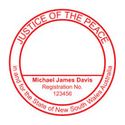 Custom NewSouth Wales Justice Of The Peace Stamp Round Impression Red ink