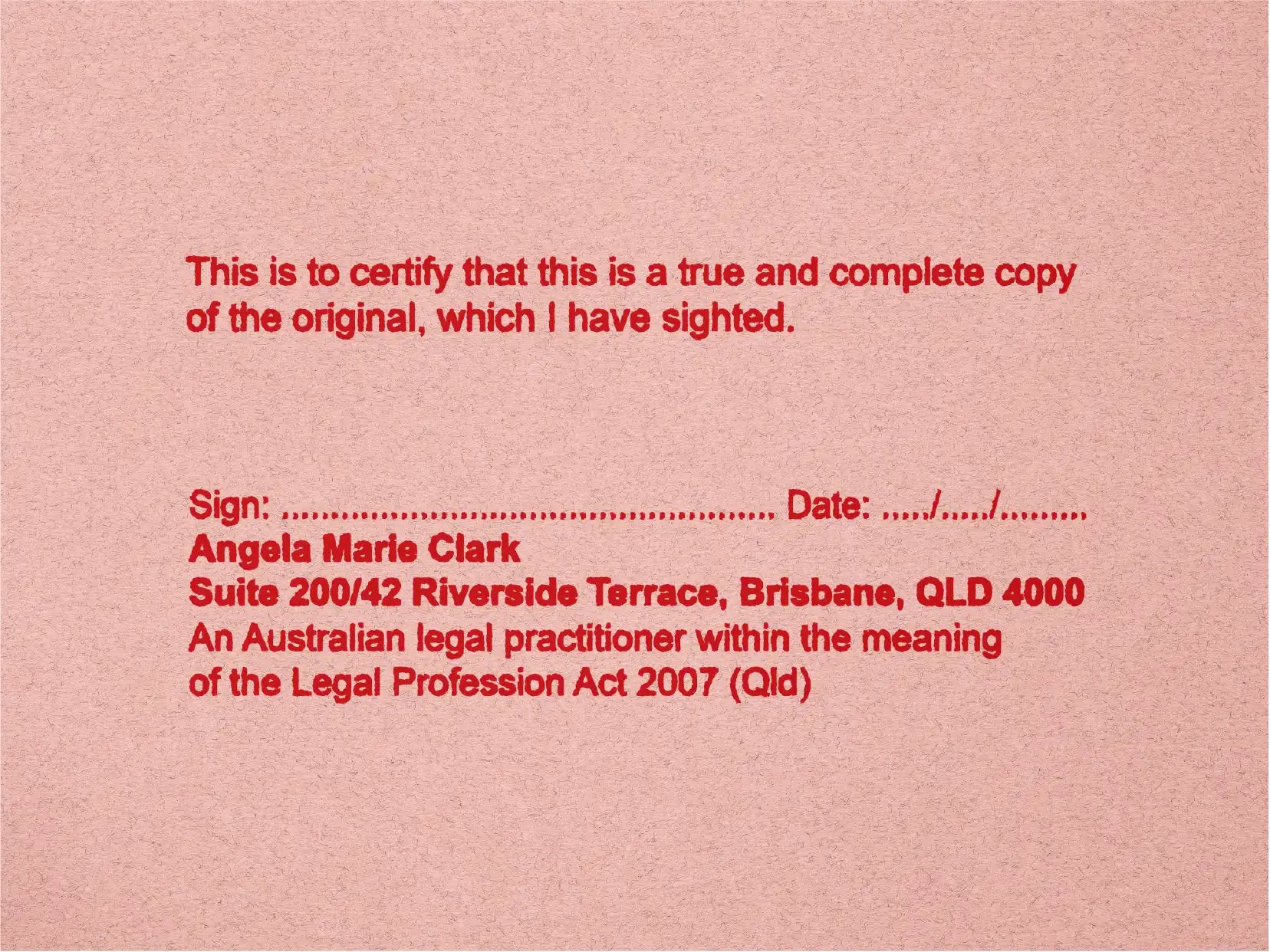 personalised true copy lawyer stamps Brisbane