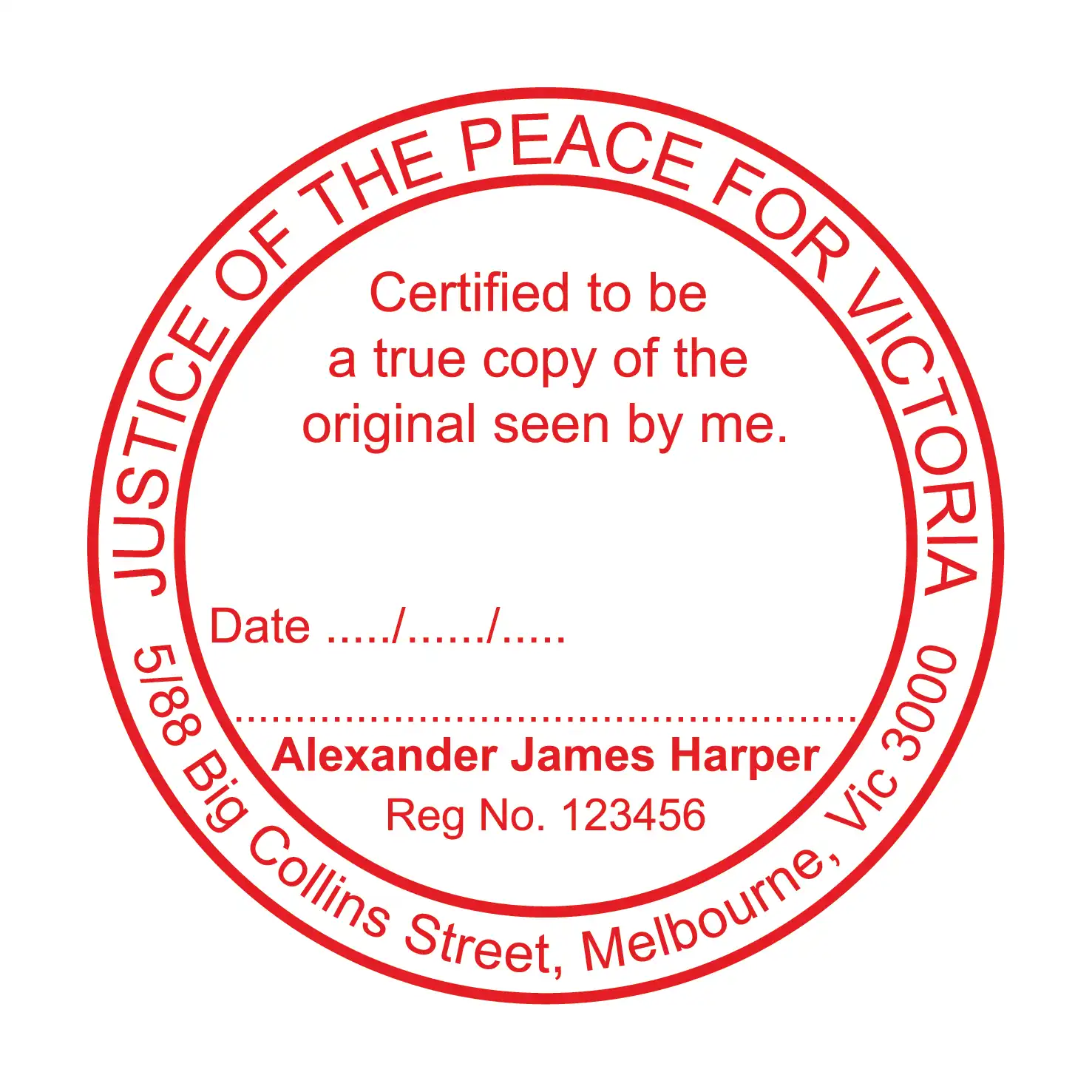 Red Custom Victorian Justice of the peace rubber stamp template 