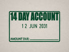 Green Ink 14 Day Account Date Stamp 