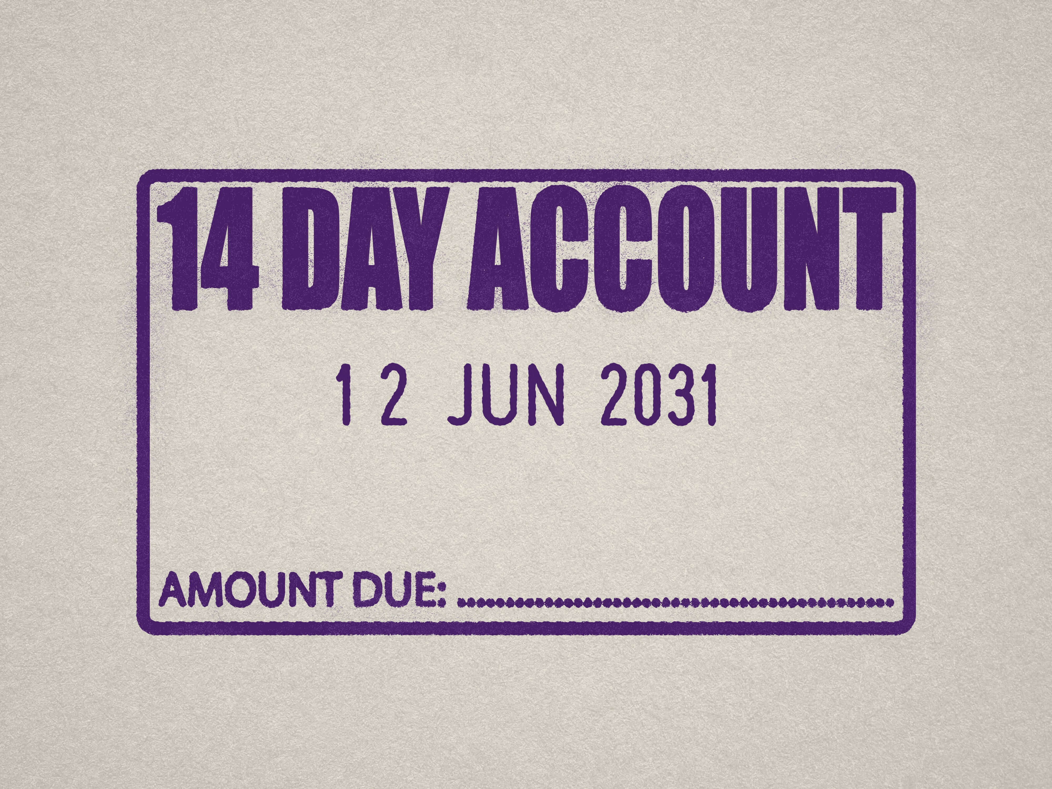 Ready Date 14 Day Account Stamp