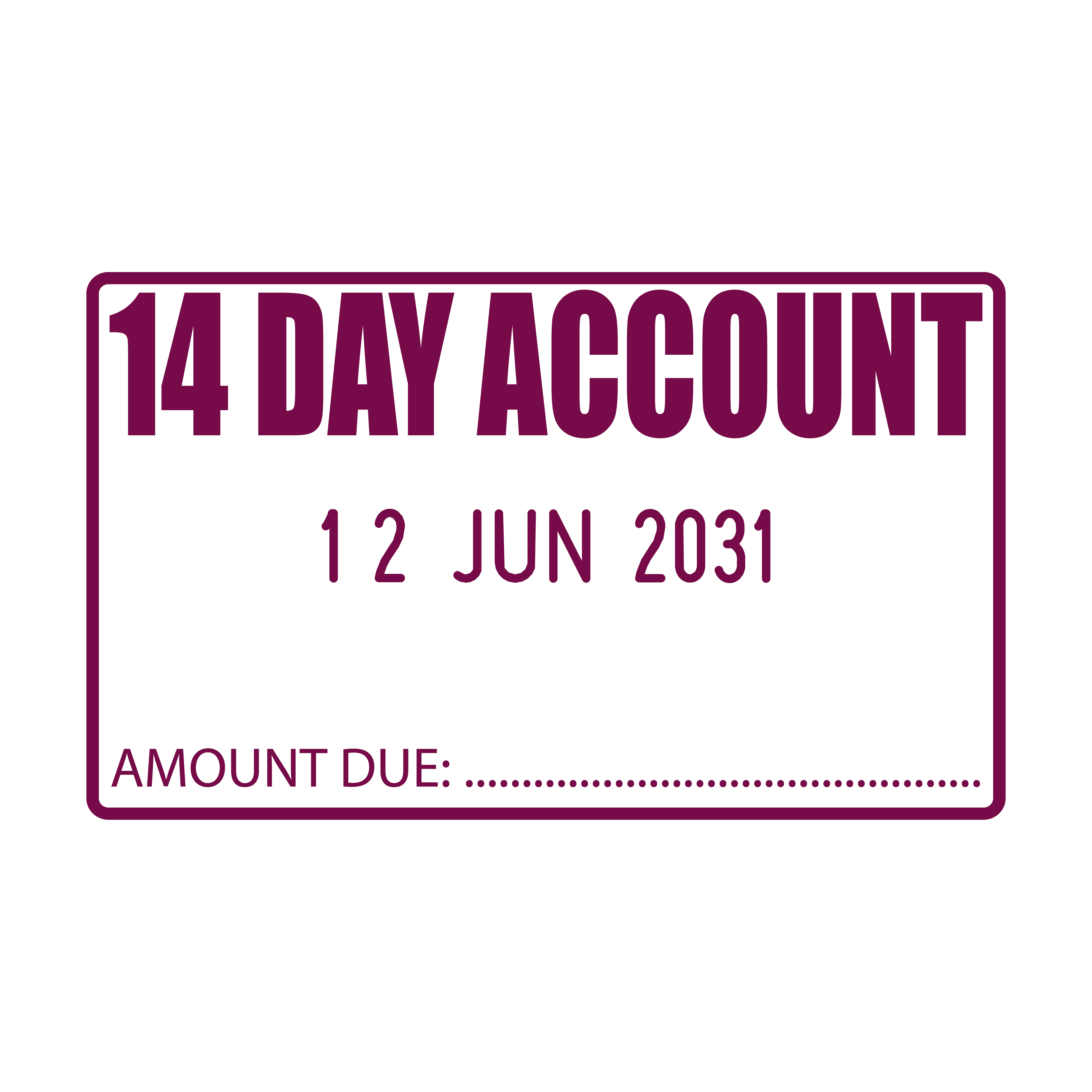 Self Inking 14 Day Account Date Stamp Maroon ink