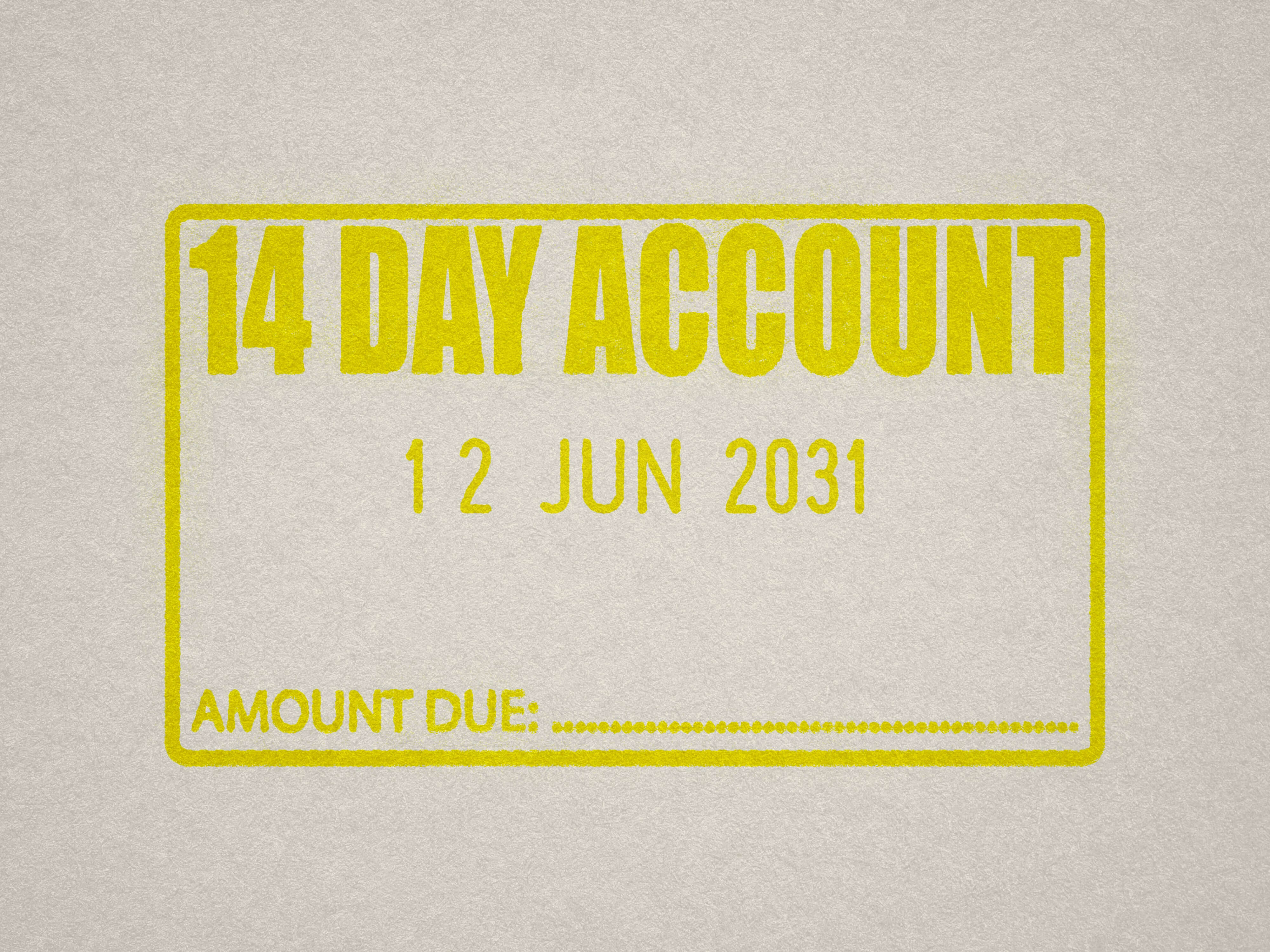 Yellow Stamp Print of 14 Day Account