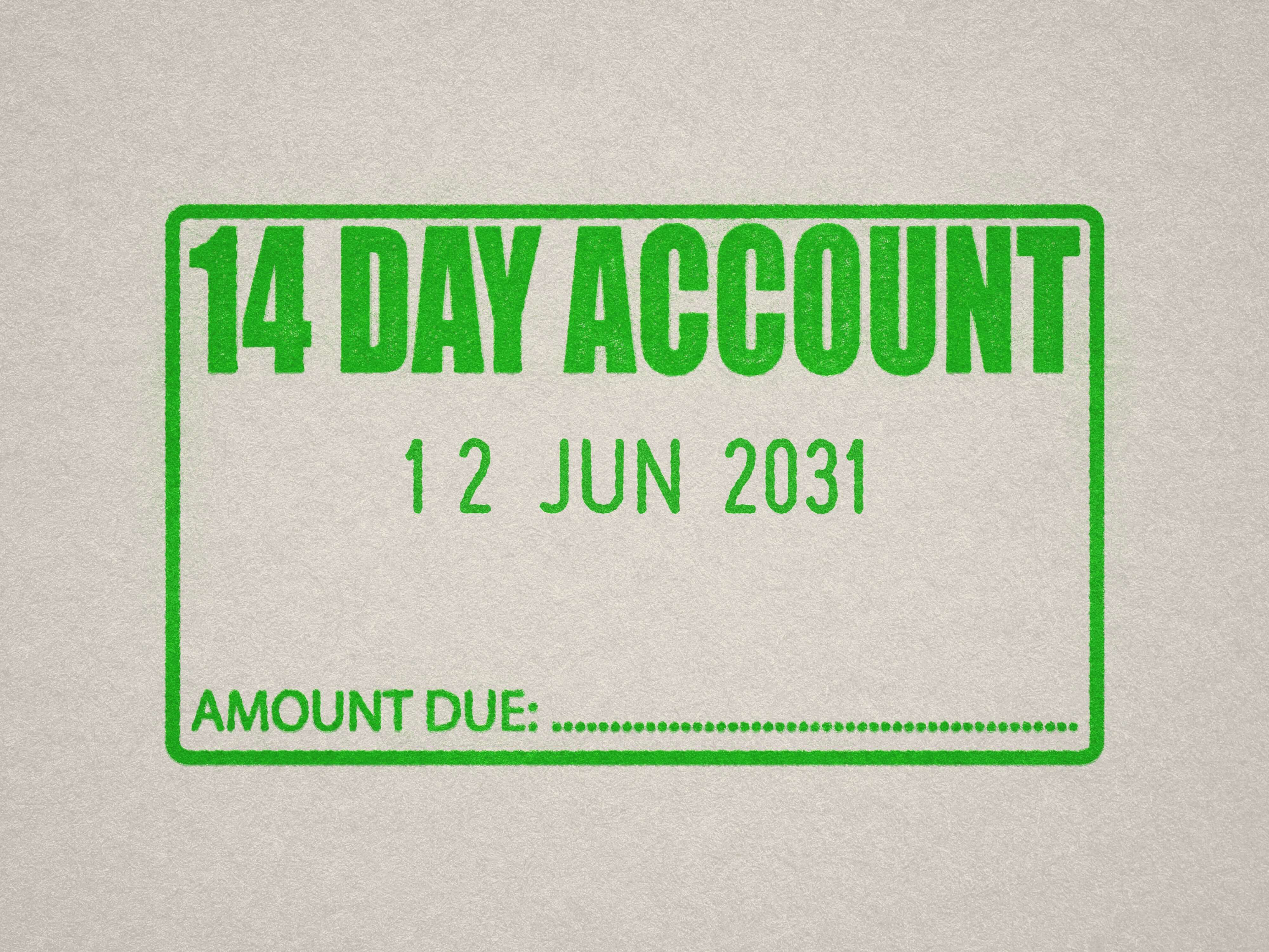 Apple Green Stamped Impression Mockup 14 Day account With Date